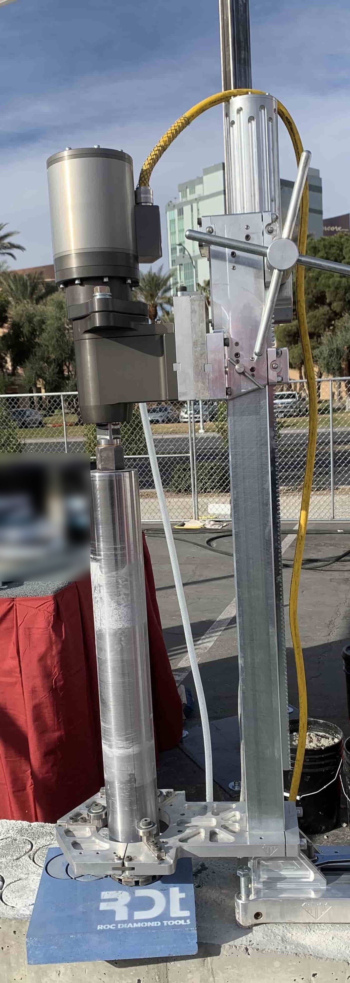 Core drilling rig on the jobsite with the RDT sharpening block